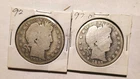 Lot of (2)  Barber Half Dollars, 1892P, 1897-o  no Reserve