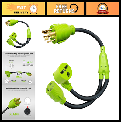 #ad 30Amp Generator to Welder Y Splitter Adapter NEMA L14 30P to NEMA 6 30R L6 30R $63.99