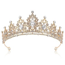 Gold Crown Tiara for Women Queen Crown Rhinestone Wedding Birthday Hair Acces...