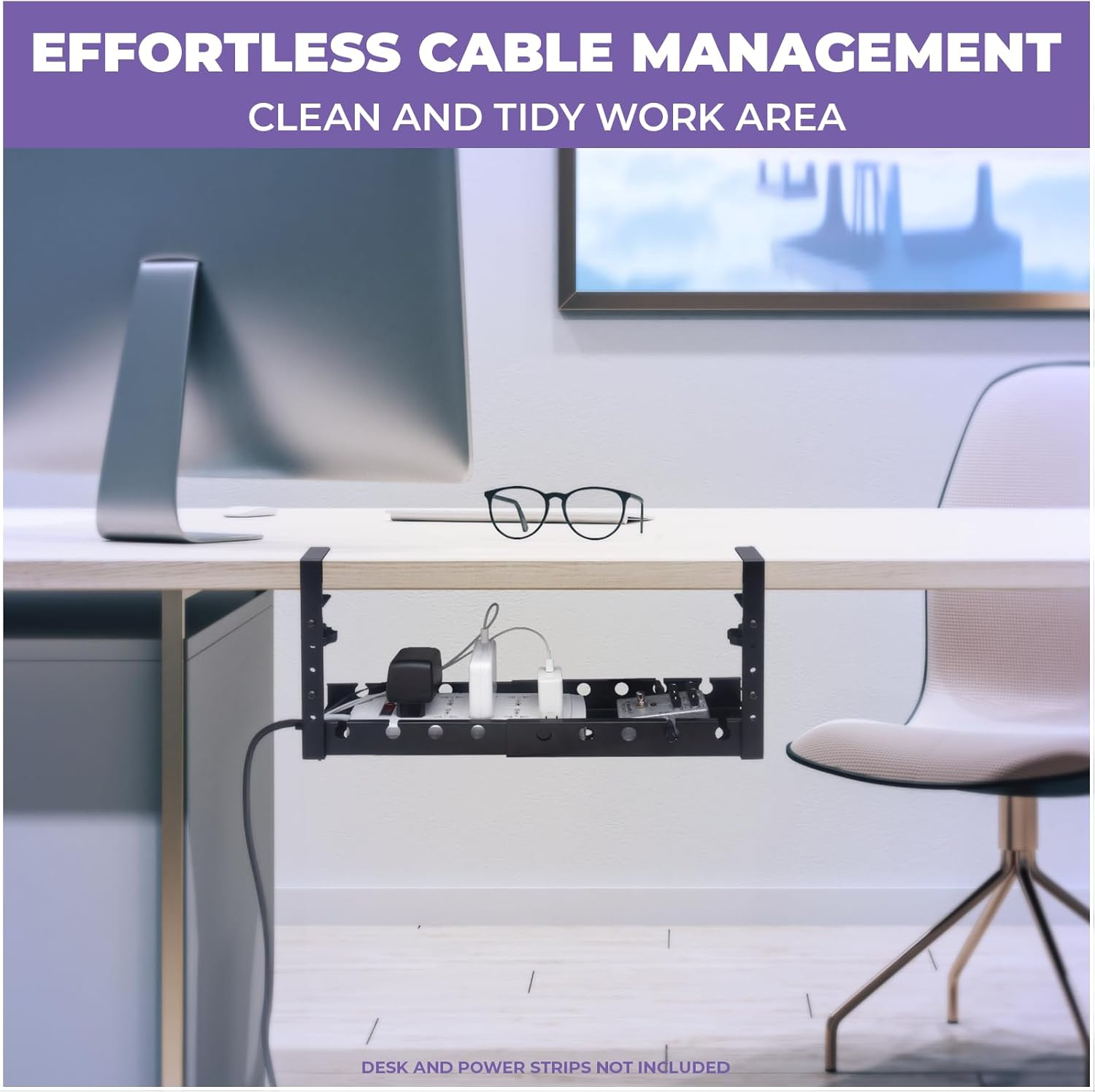 Extendable Under Desk Metal Wire Cable Management Tray Organizer 22.5 Inch
