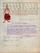 Illinois Engraving Co Chicago IL Graphic 1899 Letterhead Anti Trust Law Suit