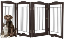 Freestanding Dog Gate - 4-Panel Foldable Indoor Pet Fence with Lockable Door and