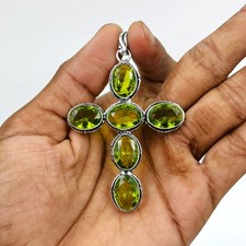 Rose Cut Green Peridot Gemstone 925 Sterling Silver Handmade Jewelry Pendant
