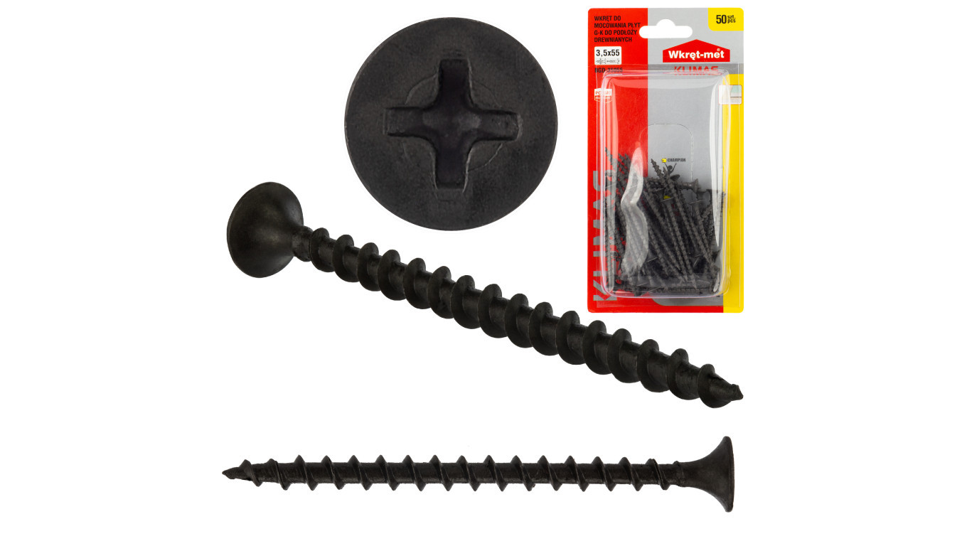 Phosphated screws, cardboard gypsum 3.5x55 DR Screw-met /BL=50pcs/ /T2UK