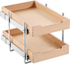 2 Tier Pull Out Cabinet Organizer, 14" W X 21" D Cabinet Drawer, Soft Close Slid
