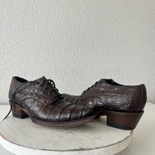 Rod Patrick Womens Lace Up Shoes 6 C Brown Caiman Exotic Western Boots Loafers