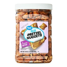 Great Value Peanut Butter Filled Pretzel 24oz Resealable andRecyclable Container
