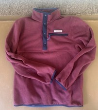 Vineyard Vines Harbor Fleece Quarter Snap- Dark Maroon - Men s Small