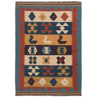 Kelim 149x107 cm Handgewebter Kilim Wolle Carpet Orientteppich Mehrfarbig