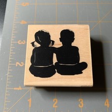 Rubber Stampede- Wood Rubber Stamp Family Children Siblings Best Friends