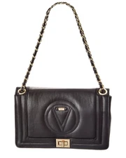 Valentino By Mario Valentino Alice Signature Leather Shoulder Bag Women's Black