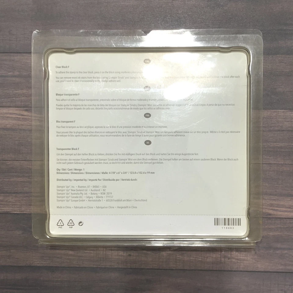 Stampin Up 6" x 4 7/8" x 3/4" Block F - Large Acrylic Clear Block - Image 2 of 2