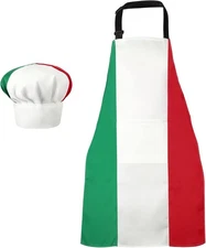 Chef Hat and Apron Italian Gifts for Cooking Baking Fabric Adjustable Chef Apron