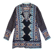 Free People Boho Hippie Dress L Meadow Mod Pockets Silky Long Sleeve Mini RP$148