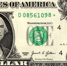 2021 D Star Note One Dollar Bill Regular Run Pack Note D08561098*