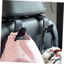 2 Pack Car Headrest Hooks, Microfiber Leather  Alloy Purse Hook Holds Black
