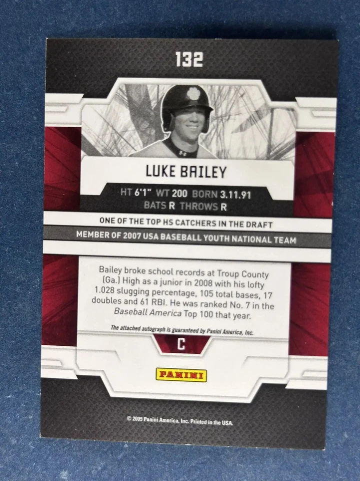 2009 Donruss Elite Luke Bailey Autograph Tampa Bay Rays /475 - Image 2 of 2