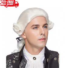 Judge Colonial Wig Man Long Wave White Wig Washington Halloween Costume Cosplay