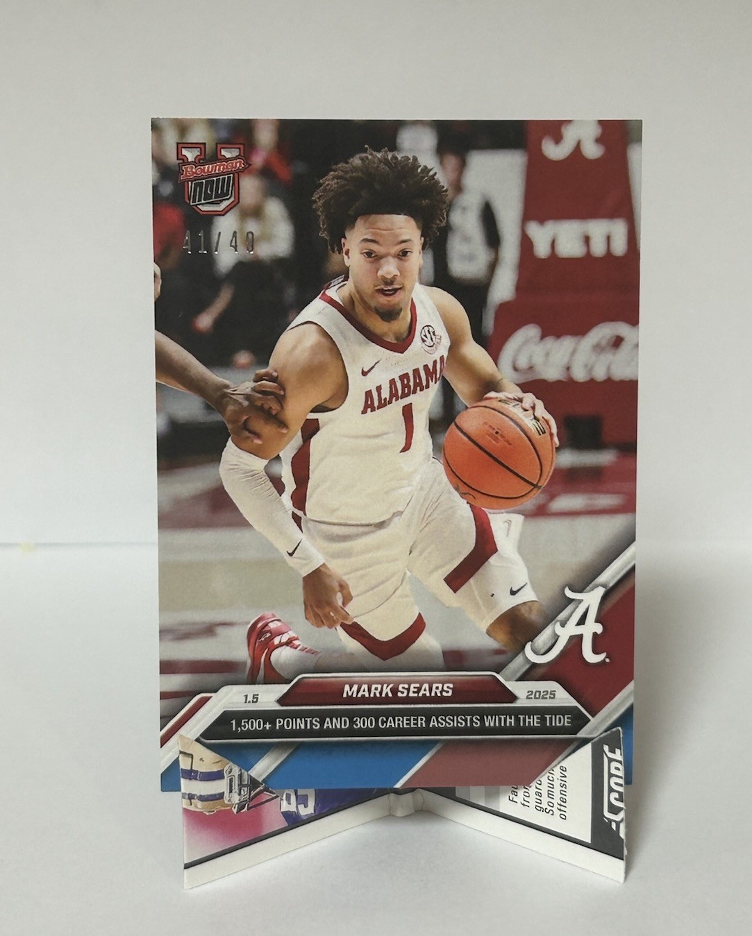 Mark Sears Alabama 2024-25 Bowman U NOW Basketball Card 40 Blue Parallel 41 /49