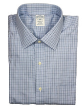 Brooks Brothers Regular Non-Iron All Cotton 17-32/33 Ainsley Collar Blue