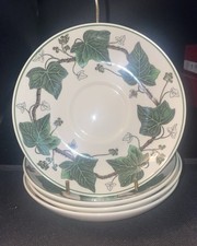 Wedgwood "Napoleon Ivy" Set Of 4 Saucers For Footed Cups 5 1/2" England
