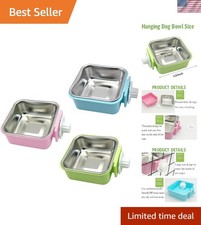 Crate Dog Bowl, Removable Stainless Steel Hanging Pet Kennel Cage Bowl Food ...