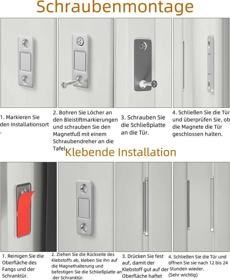 4er Set Extrem Stark Schrank Tür Türmagnete Magnetschnäpper Magnet Möbelmagnet - Bild 2 von 4