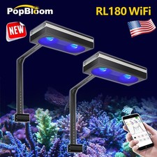 PopBloom 2PCS RL180 WiFi LED Aquarium Lights for 48" - 60" Saltwater Coral Reef