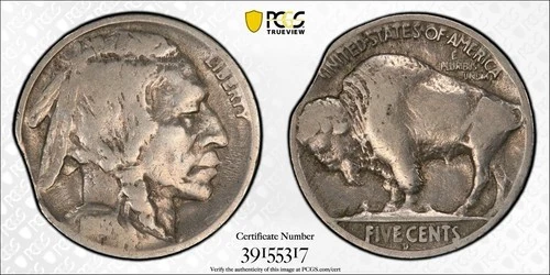1918/7 D CLIPPED PLANCHET MINT ERROR Overdate Buffalo Nickel 5C PCGS VG 10