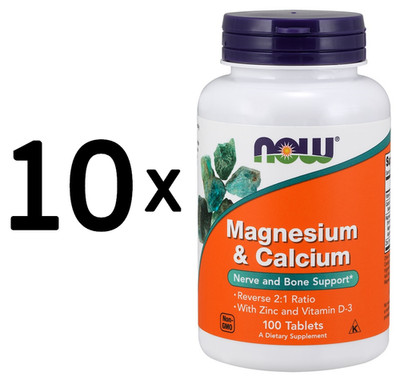 10 x NOW Foods Magnesium & Calcium with Zinc and Vitamin D3 - (159,99 EUR/kg)
