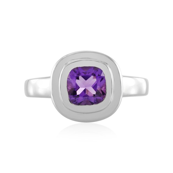 Marokkanischer 1,16Ct Amethyst Platin-Plattierter Silber Ring- Echtschmuck-image
