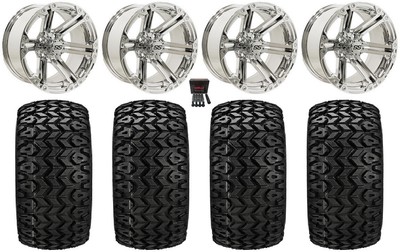 GTW Specter 12'' Golf Cart Wheels Chrome 23'' Sierra Tires E-Z-GO & Club Car