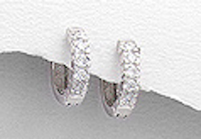 Massive Sterling Silber CZ Huggies Ohrringe 0,51'' klein 2,6 g 
