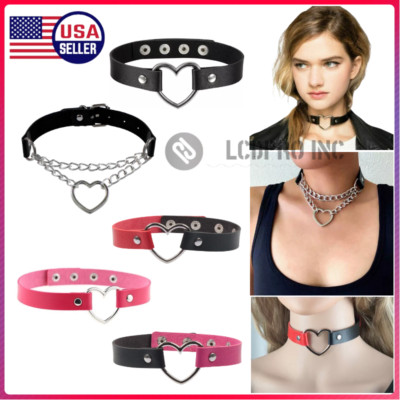 mingxinshangdian Goth Zwart Hart Choker Punk Ketting Kraag