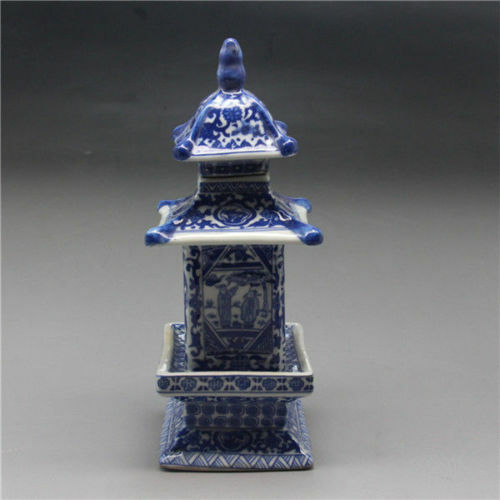 Alte Sammlung chinesische blau-weiße Porzellan geschichtete Turmvasen - Bild 2 von 6