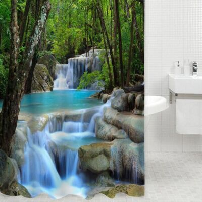 Wasserfälle 3D Natur Landschaft Dusche Wasser Vorhang Polyester strapazierfähig Badezimmer