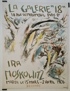 Ira Moskowitz La galerie "18" 1966 Affiche Originale Exposition Abstrait