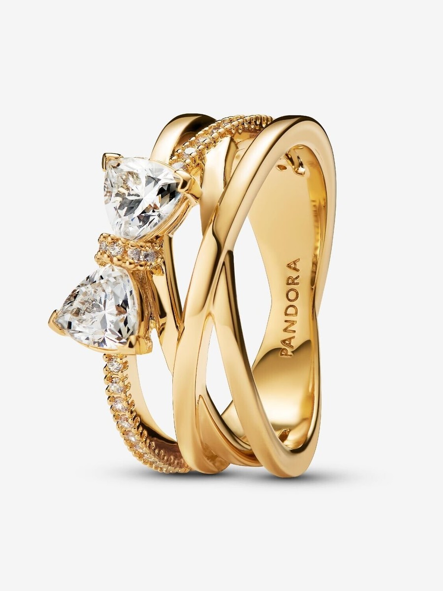 *New Authentic* Pandora Sparkling Bow Crossover Band Ring-163511C01-54