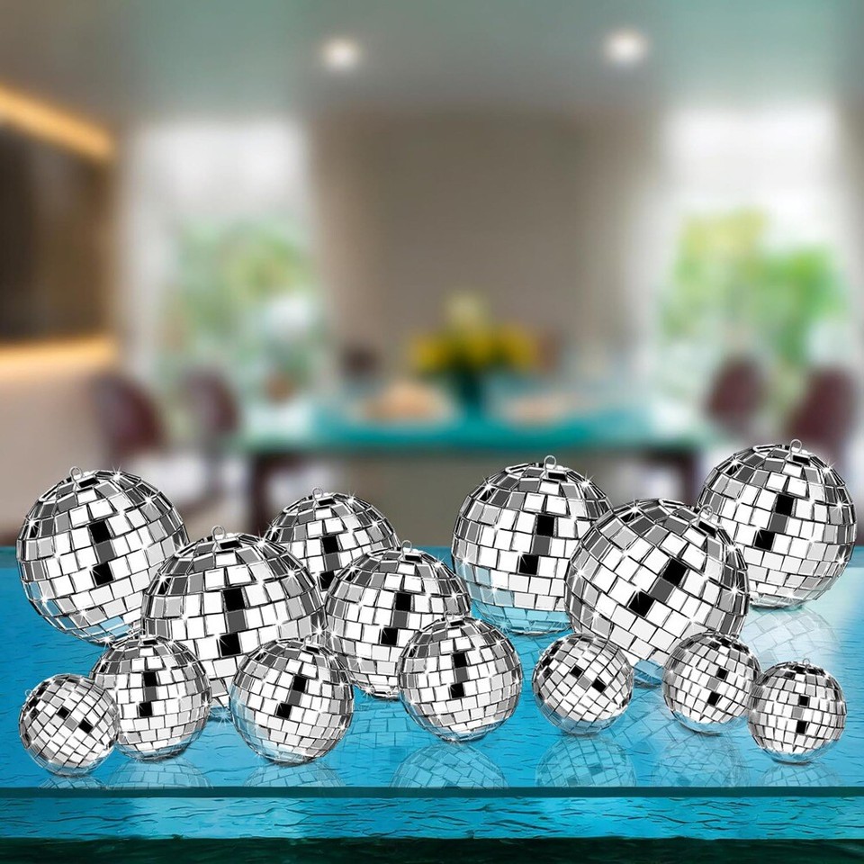 54 Pcs Disco Ball, Hanging Disco Ball Decor Silver Disco Ball Cake