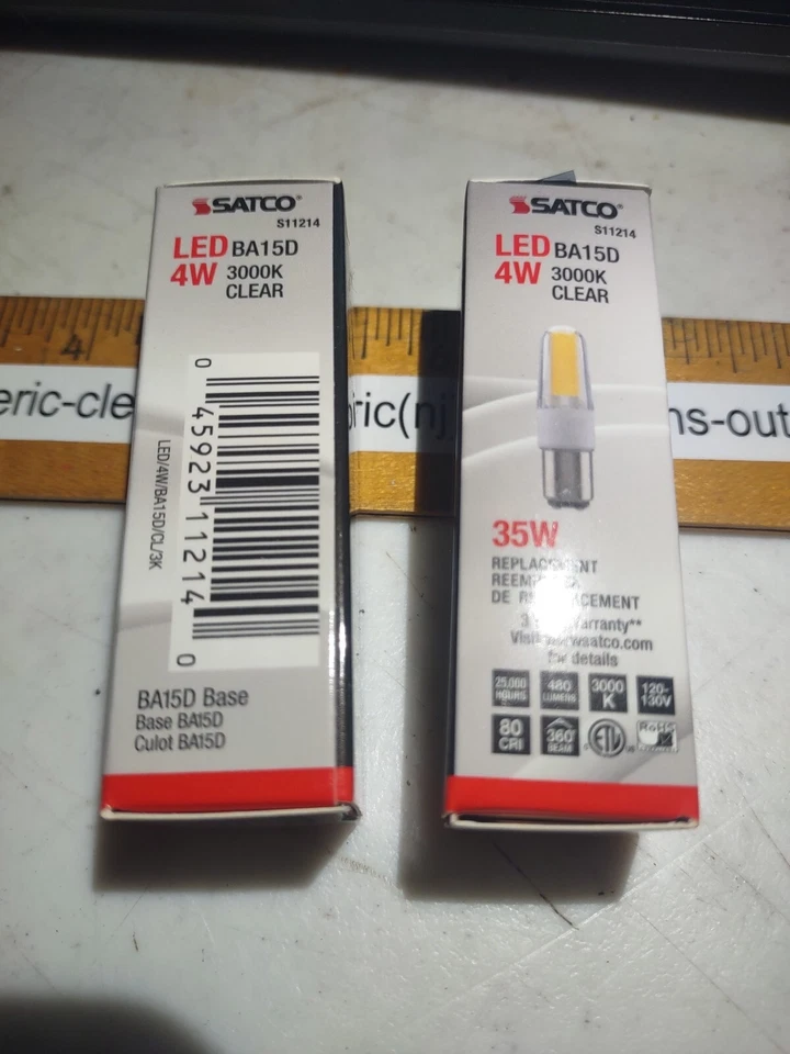 SATCO S11214 4W 120-130V T4 CLEAR BA15D BAYONET DC BASE LED BULB Quan 2 - Image 2 of 4