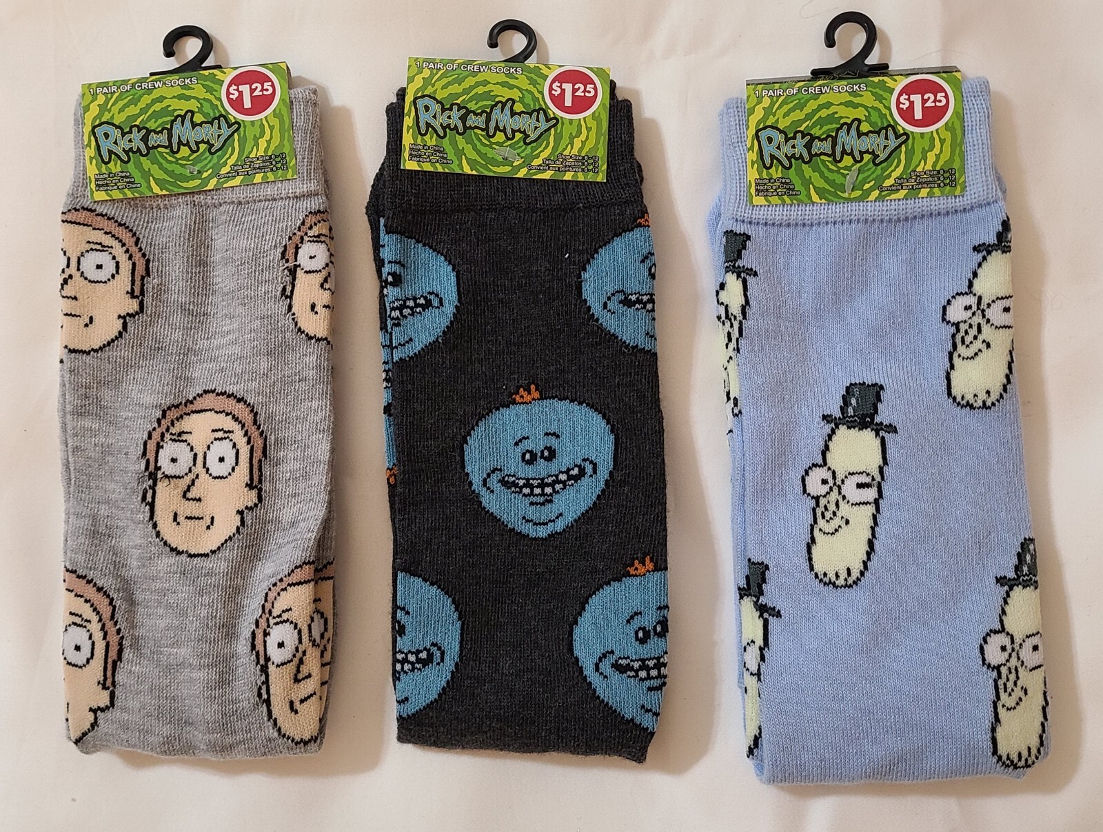 3pk Crew Socks, Rick And Morty Novelty Socks, Christmas-image