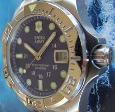 SWISS ARMY Men DIVE MASTER 500 BLUE Dial 43mm SS BRACELET New Leather Strap NICE