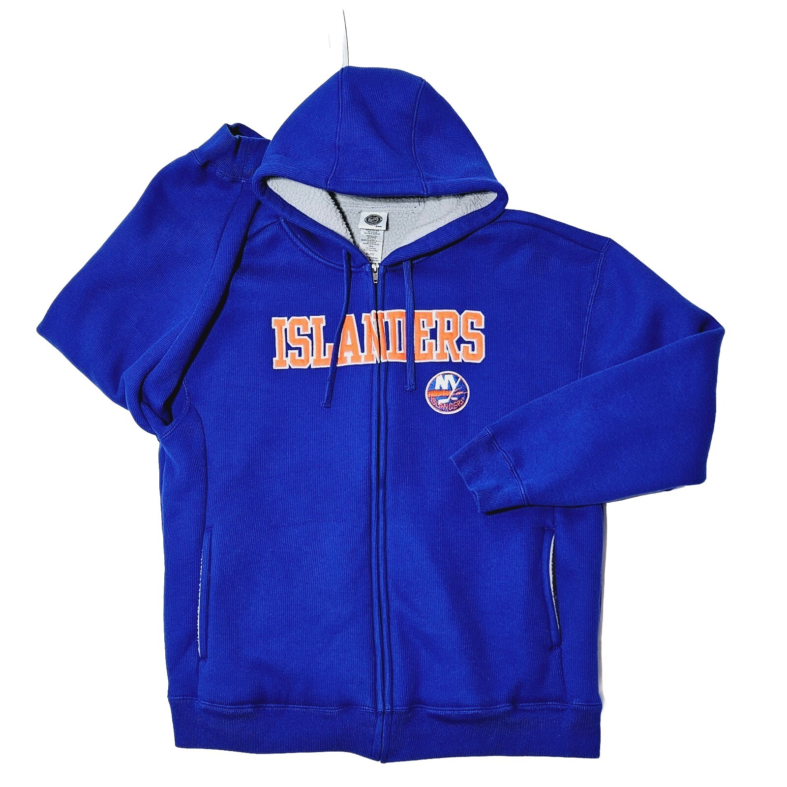 NHL NY Islanders Hoodie Heavy Fleece Lined Full Zip Men Sz XL Embroidered Logo