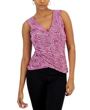 I.n.c. Women's Printed Mesh Crossover Top, Keeley Animal B,  Sz-SM