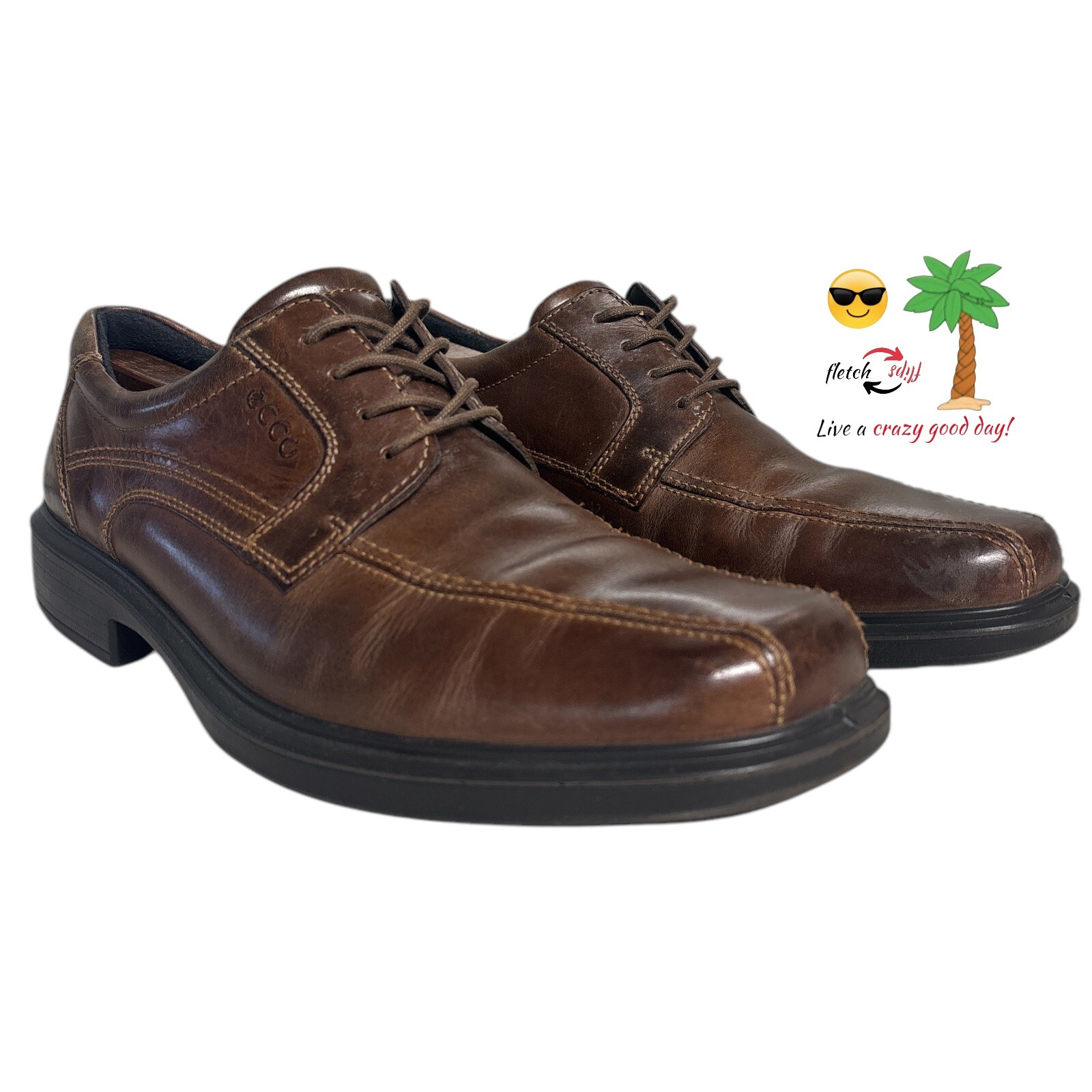 SAOLA Scarpe eleganti derby ECCO uomo Helsinki pelle marrone punta bici euro taglia 43 US 9 9 5