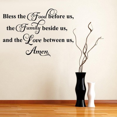 Autocollant Mural 'Bless The Food' - Citation Déco Vinyle, Style Contemporain, Made In USA