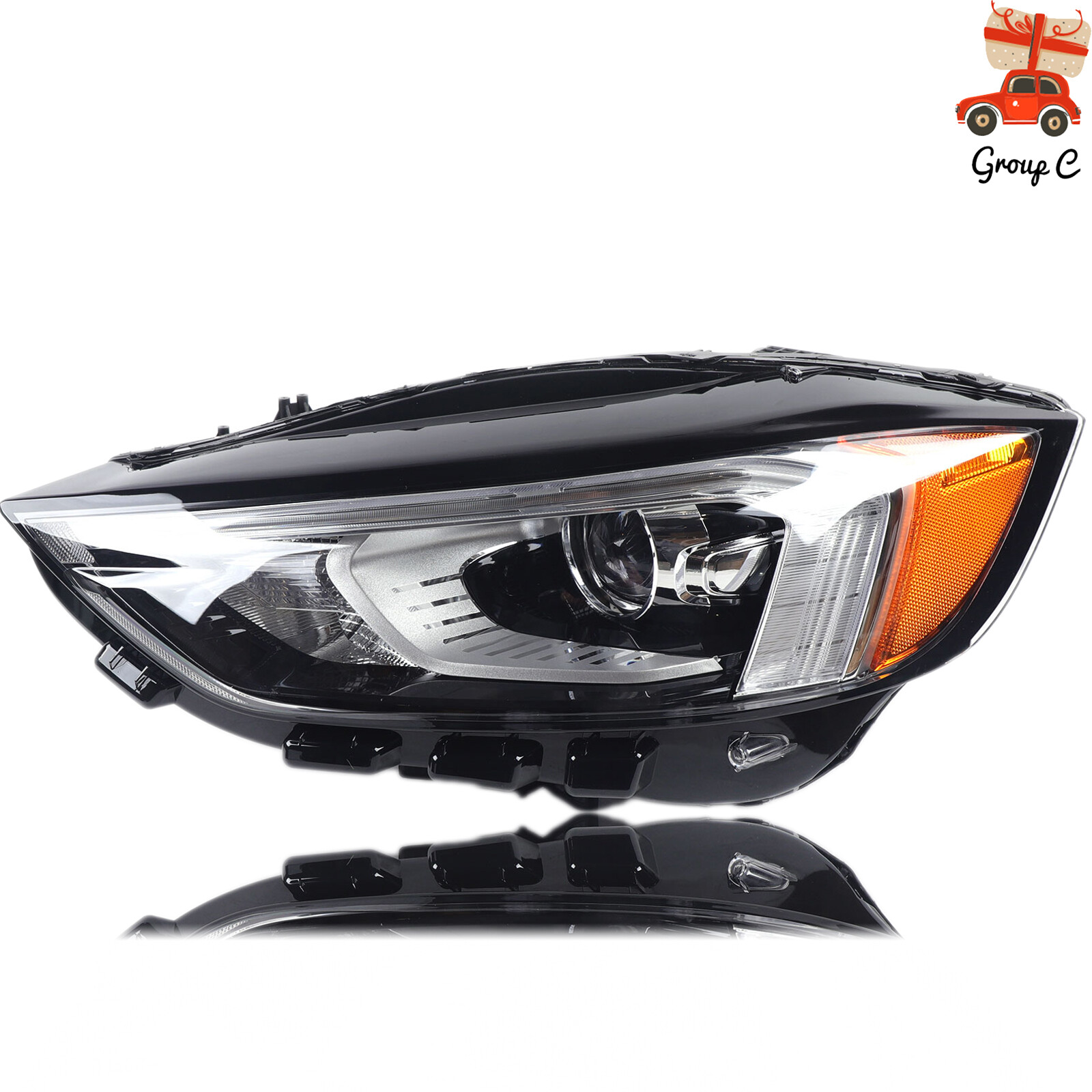 For 2019 2020 2021 Ford Edge Black Headlight Headlamp w/LED DRL Left LH Side