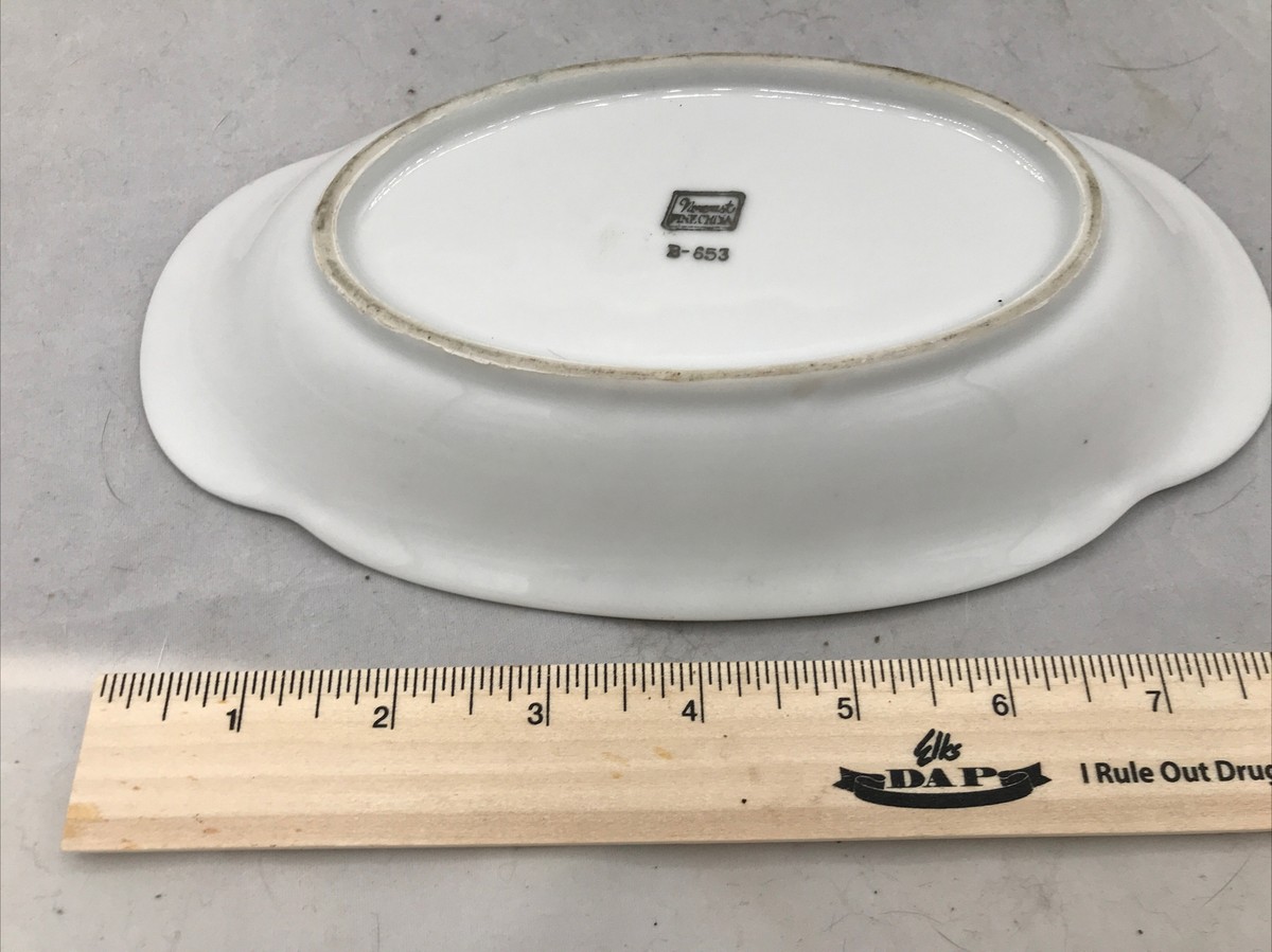 Vintage Porcelain 25 Anniversary Dish Silver Hand Painted marked