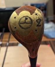 Middleground RH Oil Hardened Steel Shaft Persimmon 2 Wood 45" VTG Cracked