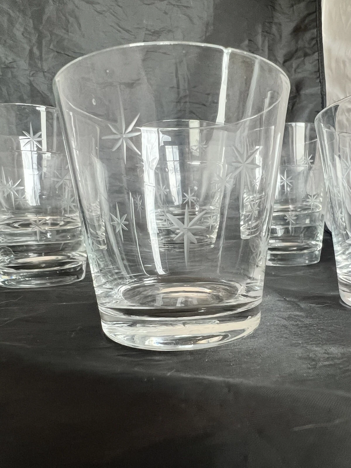 VTG 1960s MCM Atomic STAR DUST Glasses Juice Or Old Fashion Size Set Of 2